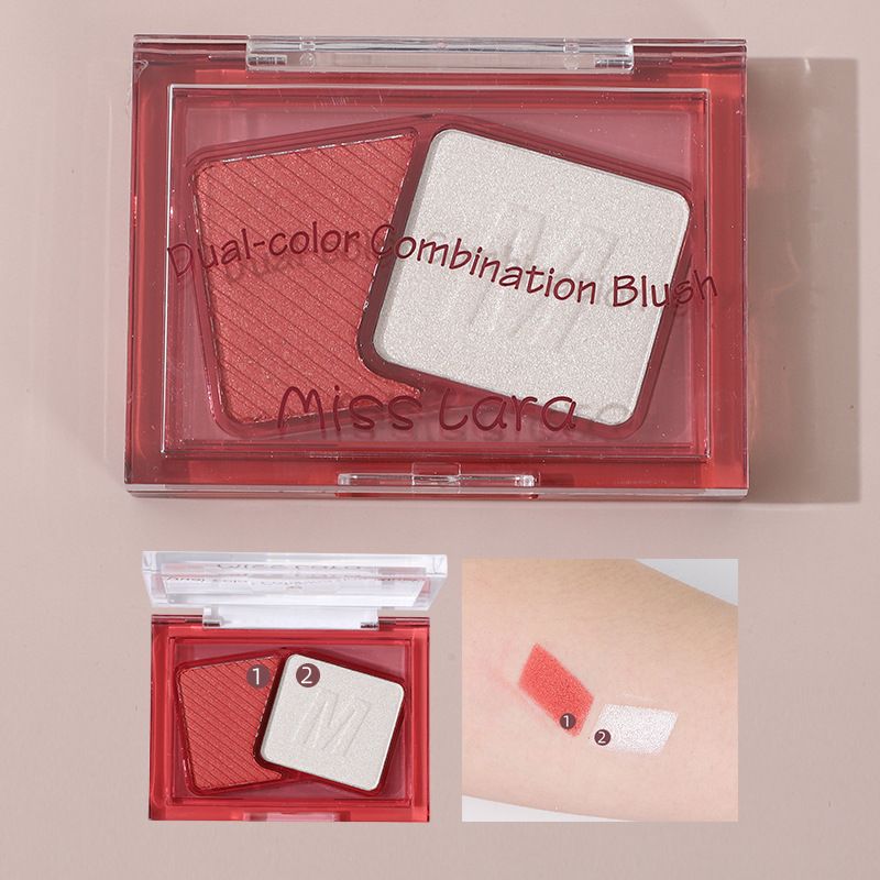 MissLara Zweifarbiges Rouge Rot Matt Hochglanz Integrierte Platte Natürlich Nude Wasserfest Make-Up Puder Rouge_voghion.com