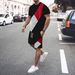 Fashion Sports Men's Round Neck High Elasticity Muscle Short Sleeve Multi Color Splicing Set_voghion.com