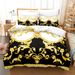 Black And Gold Brushed Chemical Fiber Digital Printing Golden Pattern Psg Bedding Three Piece Bed Sheet_voghion.com