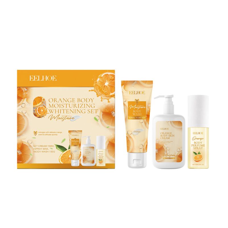 EELHOE Orange Moisturizing Gift Box Alleviates Dry Skin Body Cleaning Fragrance Spray Set_voghion.com