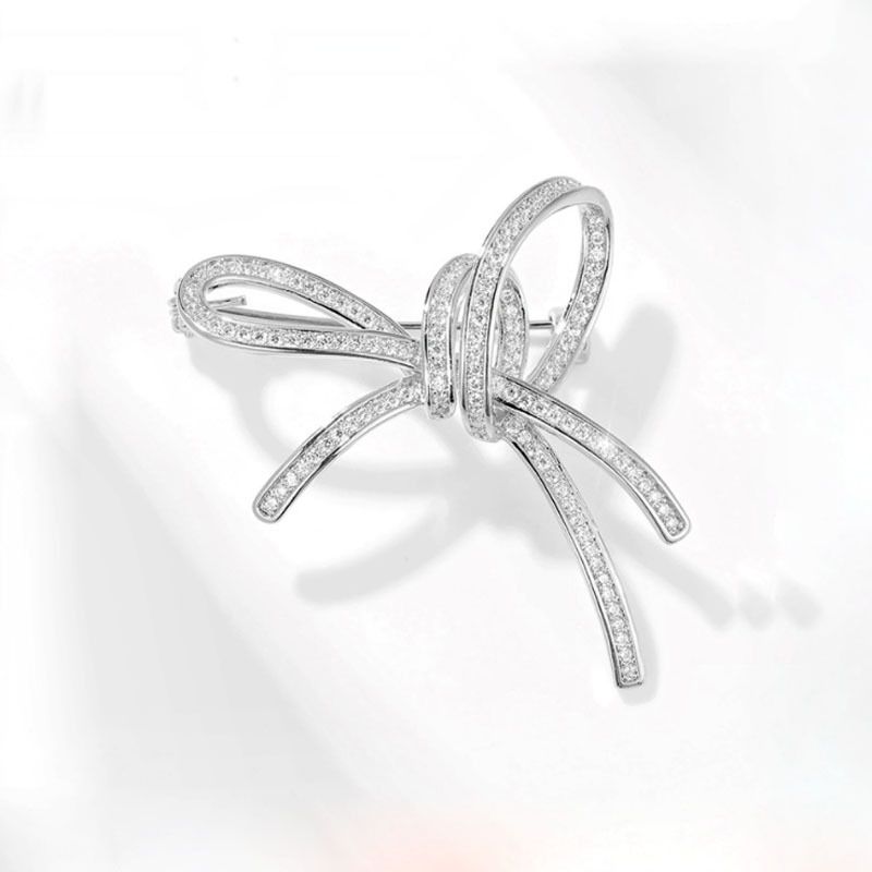 Full diamond bow brooch Fashion shirt suit jacket accessories brooch gift pin_voghion.com