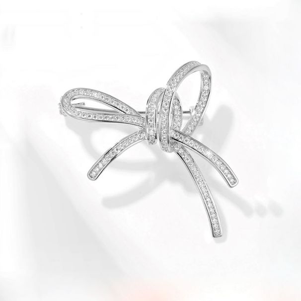 Full diamond bow brooch Fashion shirt suit jacket accessories brooch gift pin_voghion.com