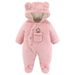 Mother & Kids Baby Winter Outfit Fleece-Lined Hooded Romper For Newborns & Infants (0-12M) - Soft Unisex Jumpsuit With Snap Buttons, A-Class Safety_voghion.com
