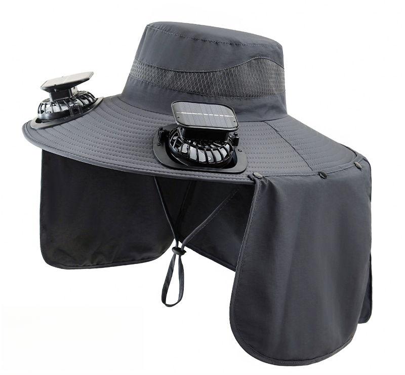 Luwa Summer Wide Brim Sun Protection Neck Guard Fisherman For Men With Fan Solar Charging Outdoor Fishing Hat_voghion.com