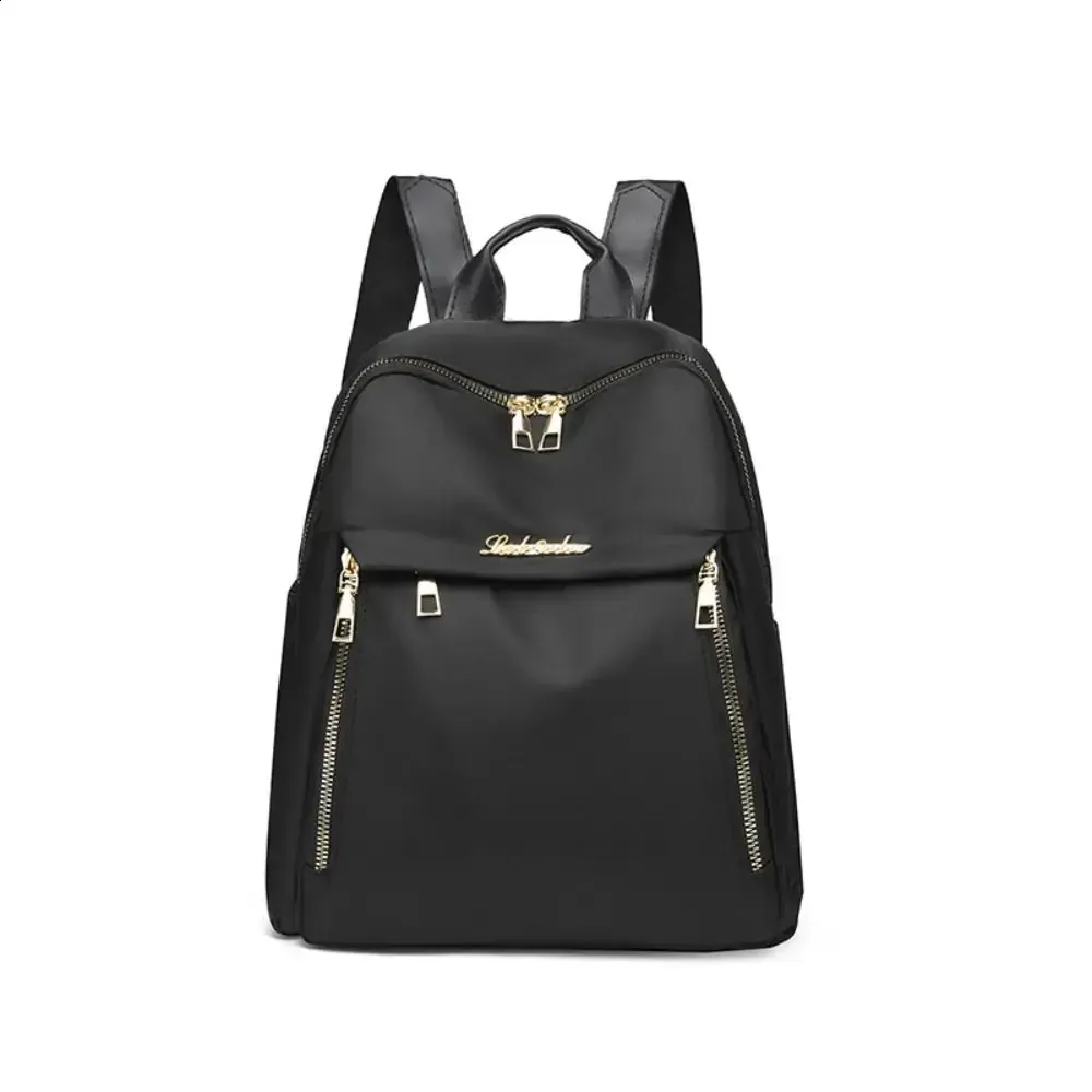 Simple Black Large Capacity Backpack Womens Travel Bag Solid Harajuku Student Oxford Unisex 250408l_voghion.com