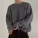 Men's Soft Knit Sweater - Retro Solid Color Pullover With Cozy Fleece Lining, Comfortable Loose Fit Crewneck For Casual Winter Wear_voghion.com