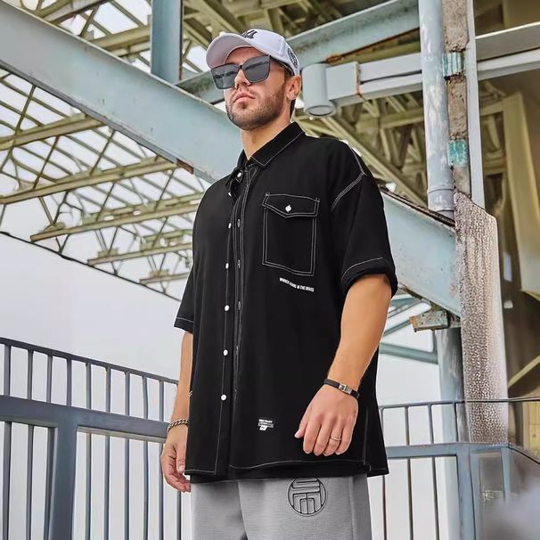 Camicia da uomo taglie forti a maniche corte, ampia, di alta qualità, in seta ghiacciata, casual, sottile_voghion.com