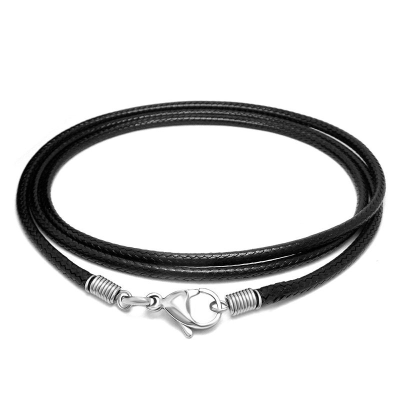 IMI Titanium Steel Buckle Simple Black Woven Linen Wax Rope Necklace For Men DIY Personalized Assembly Korean Style_voghion.com