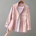 Women's Spring Trench Coat Lightweight Long Sleeve Casual Loose Fit Mid-Length Jacket For Petite & Regular Sizes (Beige, Black, Pink, Green)_voghion.com
