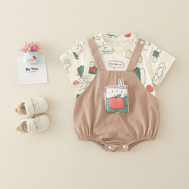 Boys  two-piece set of backpack pants suit baby summer cartoon even pack fart suit short-sleeved triangle_voghion.com