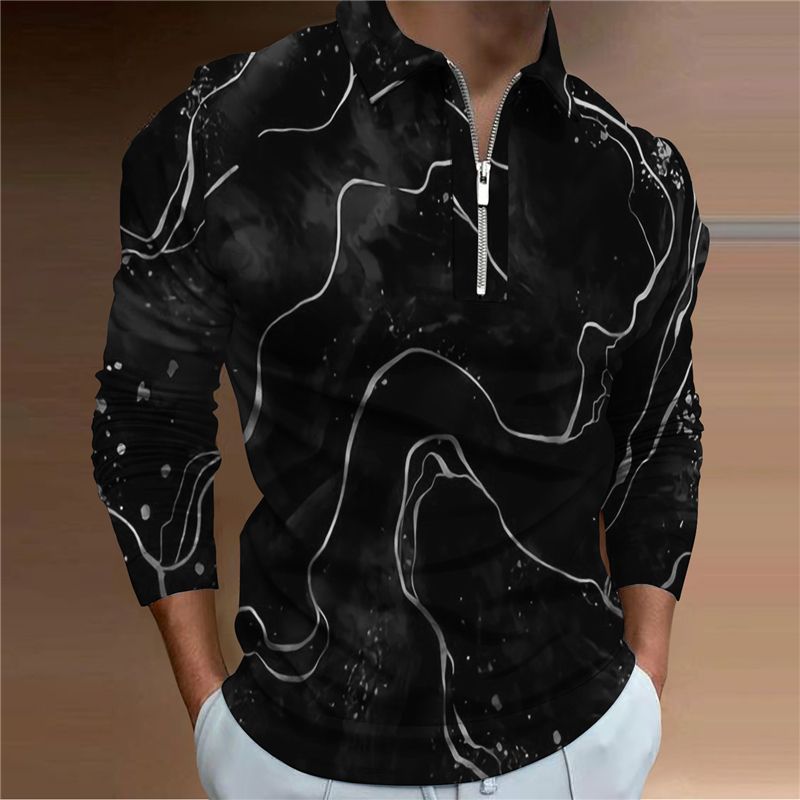 Herbst 2023 Das neueste lässige Langarmshirt 3D-Volldruck-Modebuchstabe K und A Herren-Reversoberteil_voghion.com