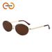 Two Circles Retro Oval Sunglasses - Hong Kong Style Small Metal Frame For Women (Model T1371)_voghion.com