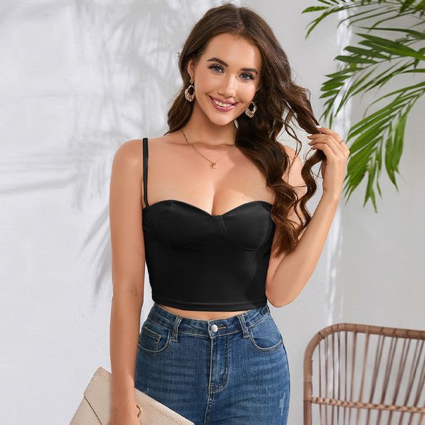 Einfarbige, ärmellose Damenbluse_voghion.com