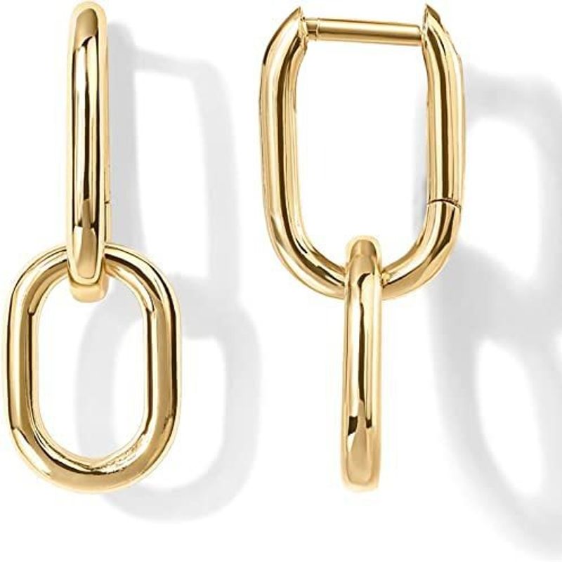 Orecchini a forma di U in acciaio al titanio con fibbia ad incastro ovale, gioielli versatili alla moda_voghion.com