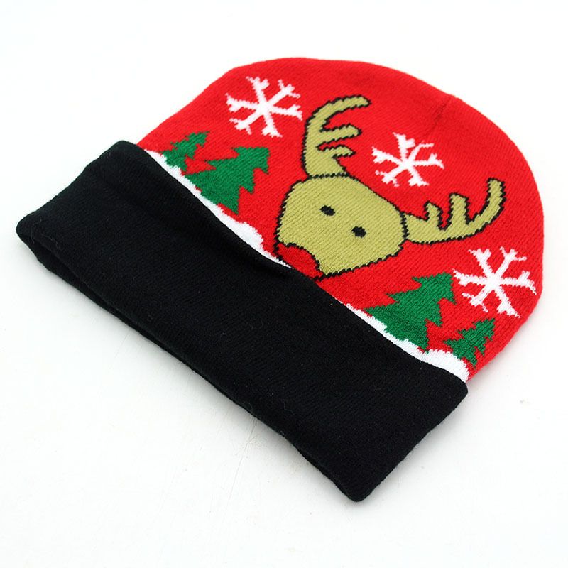 Jul älg jacquard flänsad ullhatt höst och vinter för män och kvinnor utomhus varm stickad mössa tidvatten_voghion.com