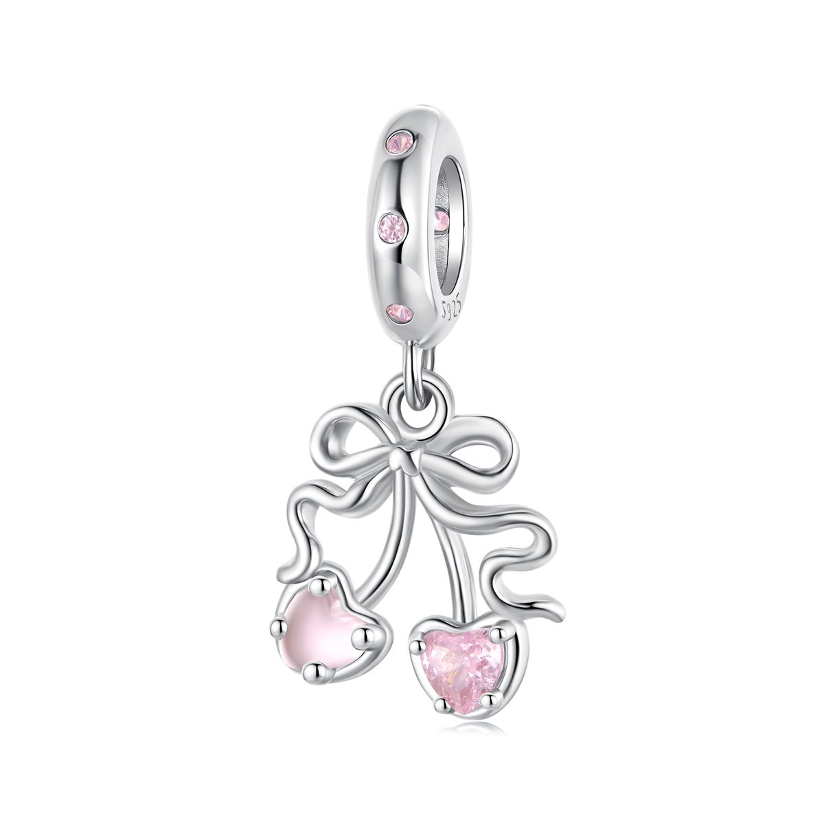 Ciondolo con ciliegia rosa, perline in argento sterling_voghion.com