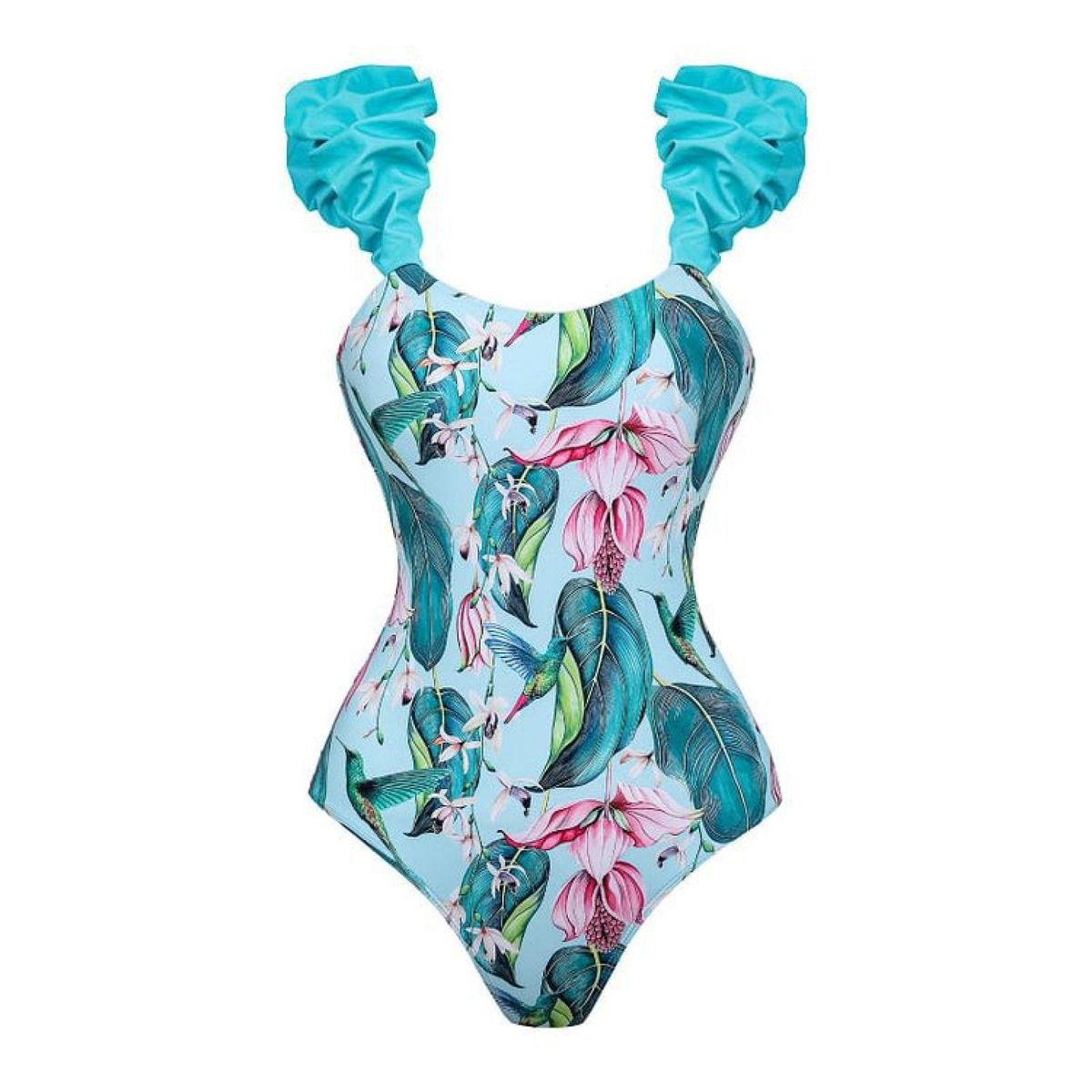 Costume da bagno da donna, delicato e carino, ad asciugatura rapida, traspirante, monospalla, con volant, costume da bagno intero da corsa, bikini_voghion.com