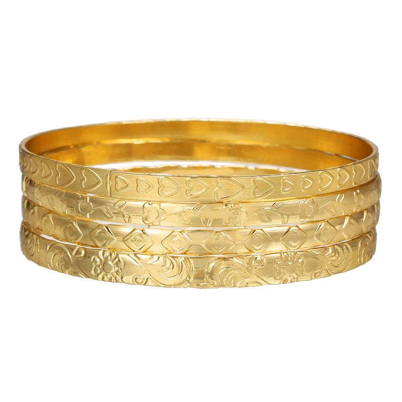 Bracelet à motif de cœur de fleur simple rétro à la mode Mix And Match Bracelet empilable ouvert Combinaison de style de bijoux_voghion.com