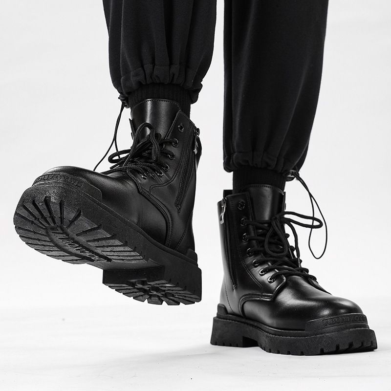 Neue klassische Martin-Stiefel rundem Kopf im britischen Stil für Herren, hohe Motorradstiefel Reißverschluss,_voghion.com