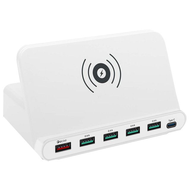 Per Samsung Galaxy Z Fold 3 Fold2 S21 Ultra S20 Fe Note 20 10 Plus Supporto per caricabatterie wireless Supporto da tavolo per iPhone 12 Ricarica rapida_voghion.com