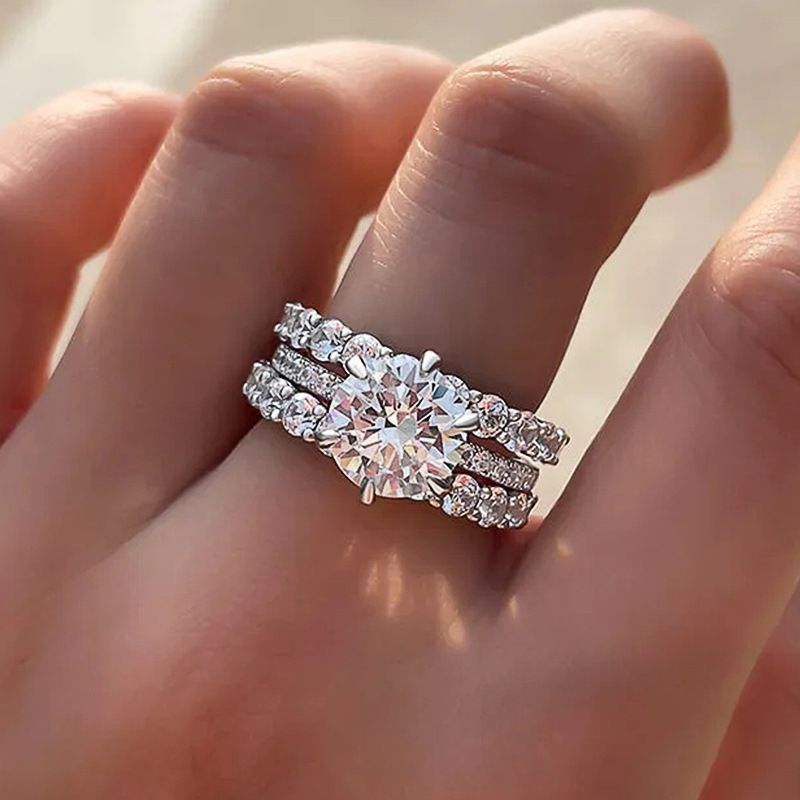 Cao Shi Modetrend Braut Verlobung und Hochzeit Drei Sätze von Ringen Vorschlag Geometrische Ring_voghion.com
