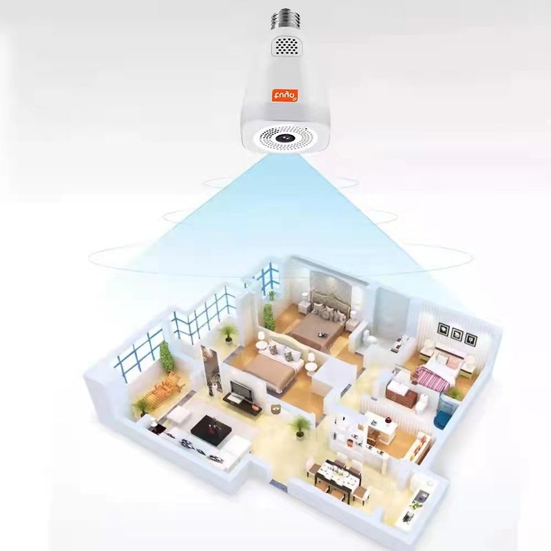 Tuya Smart 360 Degree VR Panoramic E27 Lamp Head Home Wireless Camera Dual Light Source_voghion.com