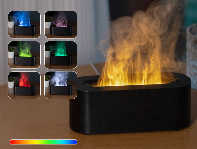Neues Modell 3D-Flammen-Aromatherapie-Maschine Desktop Home Fernbedienung Simulierter Holzkohlekamin-Luftbefeuchter_voghion.com