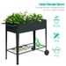 Elevated Planter Box on Wheels with Non-slip Legs and Storage Shelf_voghion.com