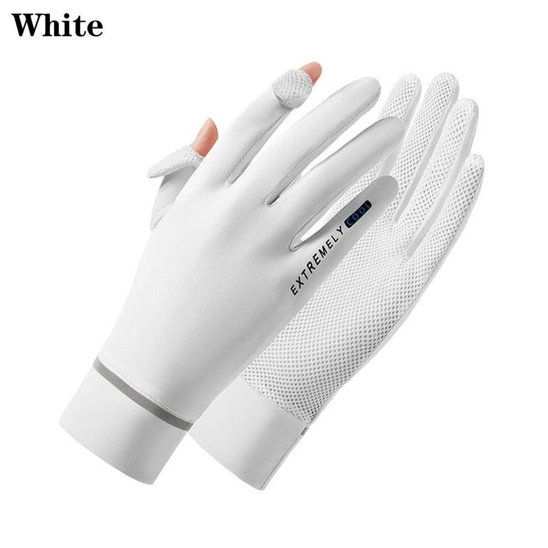Protection solaire en soie glacée pour femmes, Protection solaire d'été, mode cyclisme, conduite, mitaines de course, gants fins Anti-UV_voghion.com