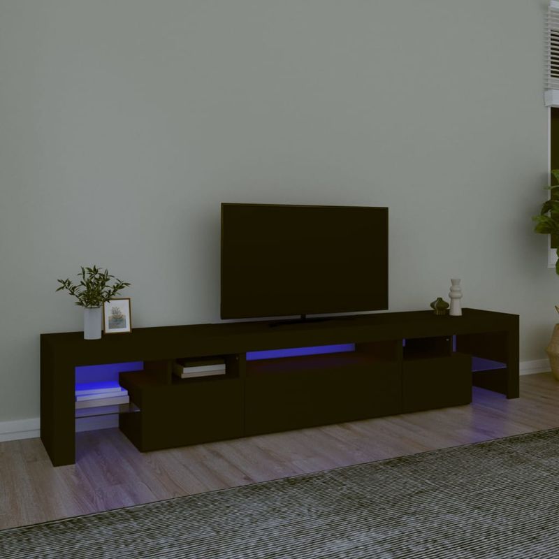 TV-Schrank mit LED-Leuchten Schwarz 215x36,5x40 cm_voghion.com