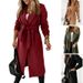 Elegante abrigo largo de lana para mujer: gabardina de talla grande con cinturón, ideal para oficina, otoño e invierno._voghion.com