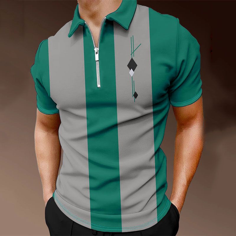 Kurzarm-Poloshirt mit 3D-HD-Digitaldruck, Sommermode, Paaranzug, modische Anzugjacke_voghion.com