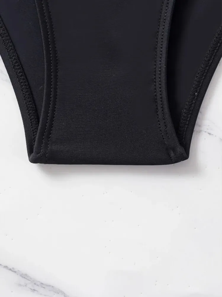 Maillot de bain une pièce à manches longues en maille avec ceinture et imprimé taille haute et cordon de serrage pour femme_voghion.com