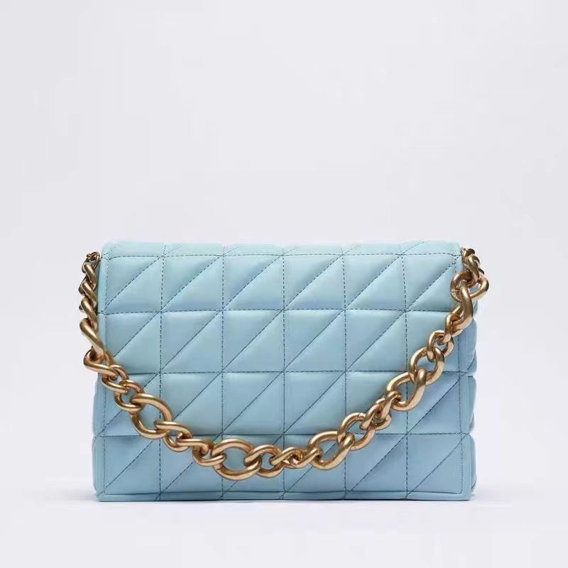 Z Family Lingge Nuova versatile borsa quadrata piccola ricamata Mizi a spalla singola trapuntata a catena spessa_voghion.com