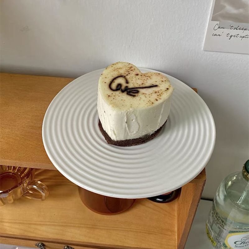 Piatto espositivo per torta e pane in ceramica minimalista a tinta unita_voghion.com