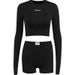 JFL22411 Knitted Round Neck Long Sleeve Three-Quarter Shorts Two-Piece Set For Women European And American Summer_voghion.com