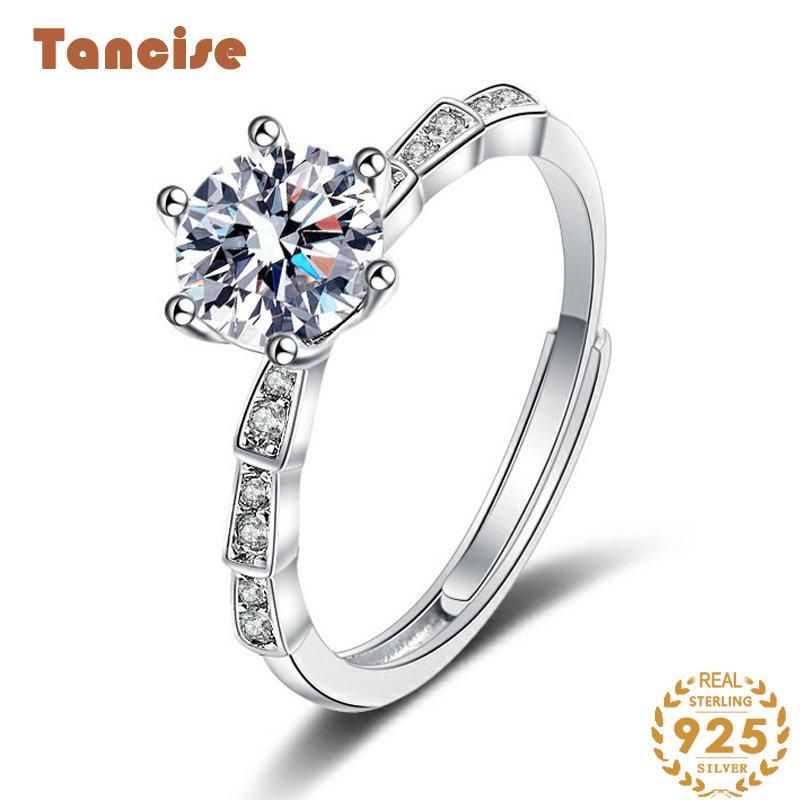 Tancise klassischer Moissanit-Silberring für Damen, Schmuck, Hochzeitsversprechen, Party-Geschenk_voghion.com
