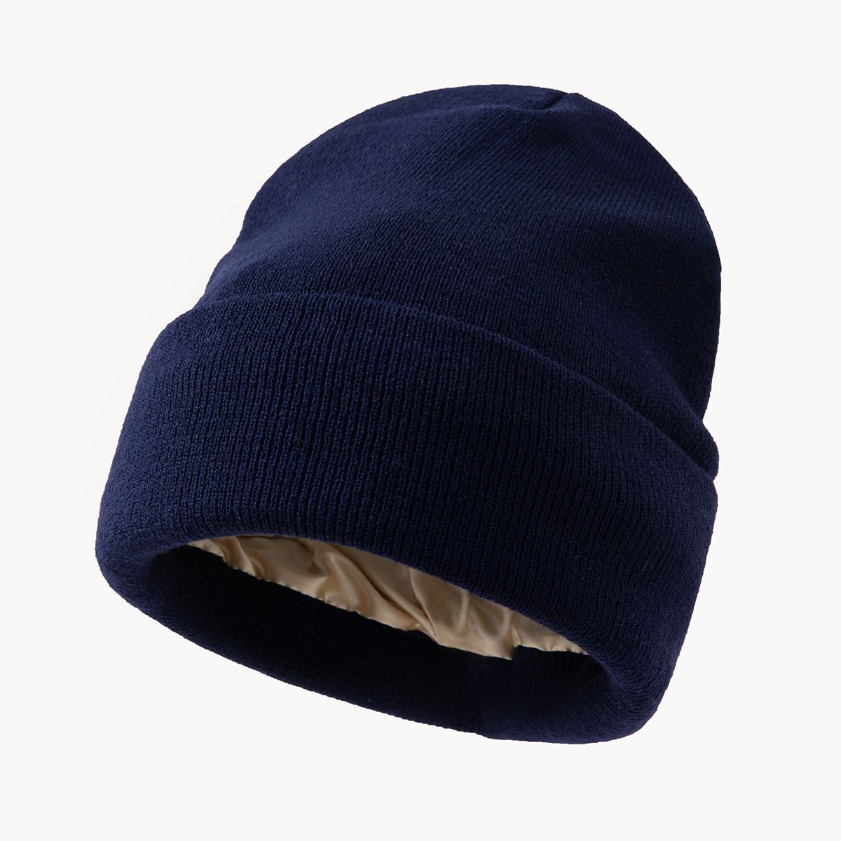 Autumn And Winter Satin Large Head Circumference Knitted Hat European And American All Match Protection Hairstyle Warm Satin Wool Hat Cold Hat_voghion.com