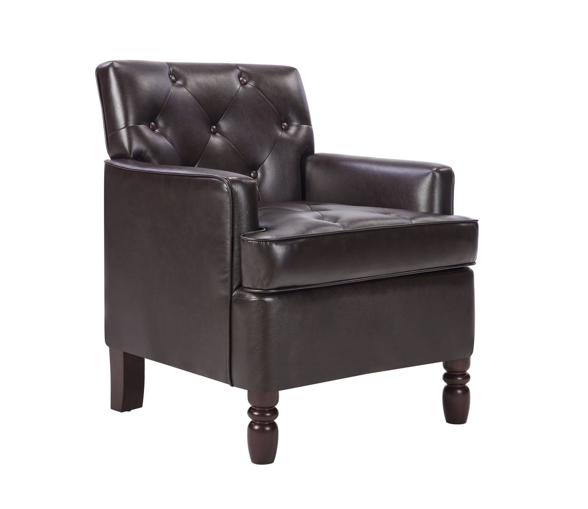 Leather Armchair With Rivet Decoration Single Sofa Accent Chair For Living Room-Brown_voghion.com