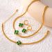 Four Leaf Flower Love Glass Stone Set Stainless Steel Earrings Necklace Bracelet Three Piece Set_voghion.com
