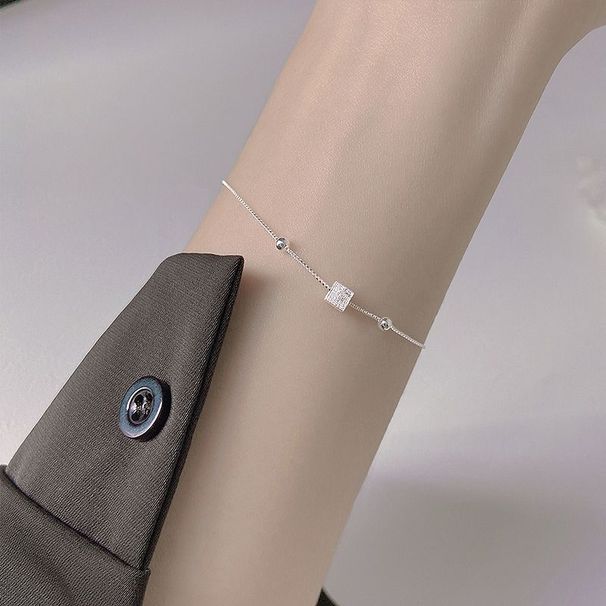 Silver Small Square Bracelet Women, Simple Niche Design, Ins Style, Minimalist, High-End Feel, Light Luxury Jewelry For_voghion.com
