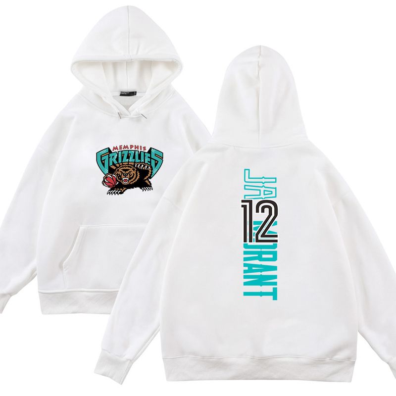 370G Basketball Morant Vertical Grizzly Bear Größe 12 Blauer Kapuzenpullover für Männer und Frauen Locker sitzender Herbst und Winter_voghion.com