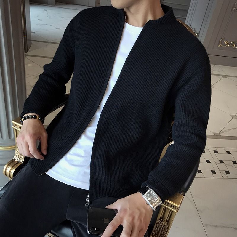 Men's Clothing Spring and Autumn 2024 new sweater coat men's solid color knitted cardigan men's casual all-match slim fit top clothes_voghion.com