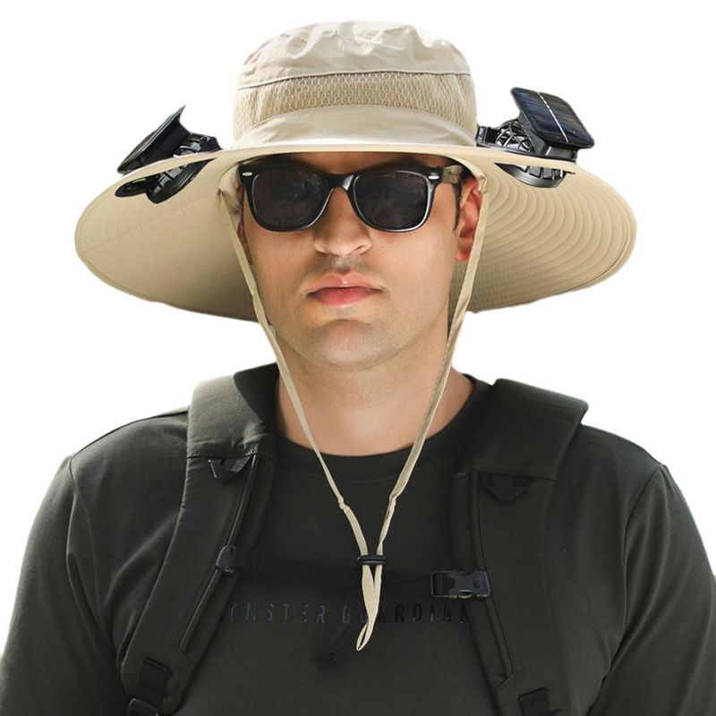 Venta caliente Gorra de carga solar portátil con ventilador adecuada para acampar al aire libre Pesca Senderismo Protector solar Sombrero de pescador_voghion.com