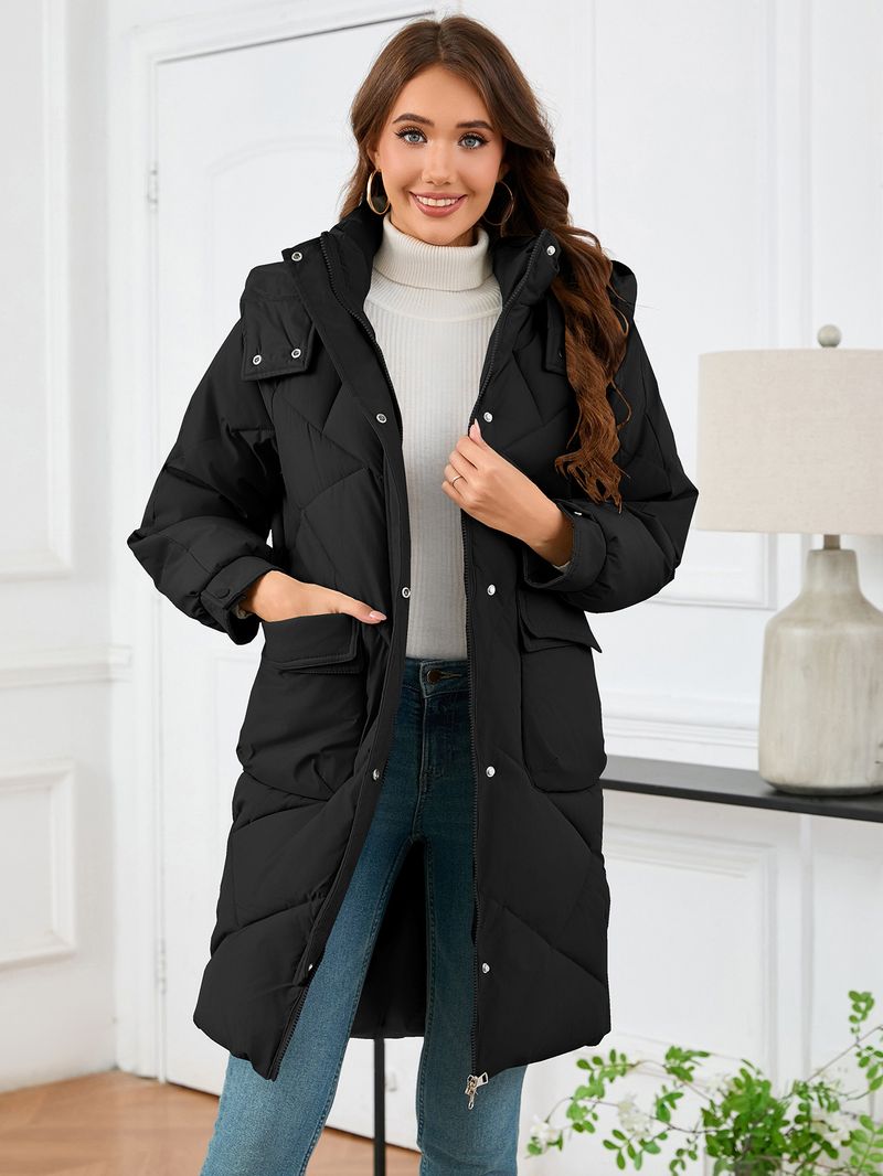 Abbigliamento donna autunno e inverno donna nuovo cappotto di cotone di media lunghezza collo alto cappuccio manica lunga caldo cappotto di cotone sottile_voghion.com