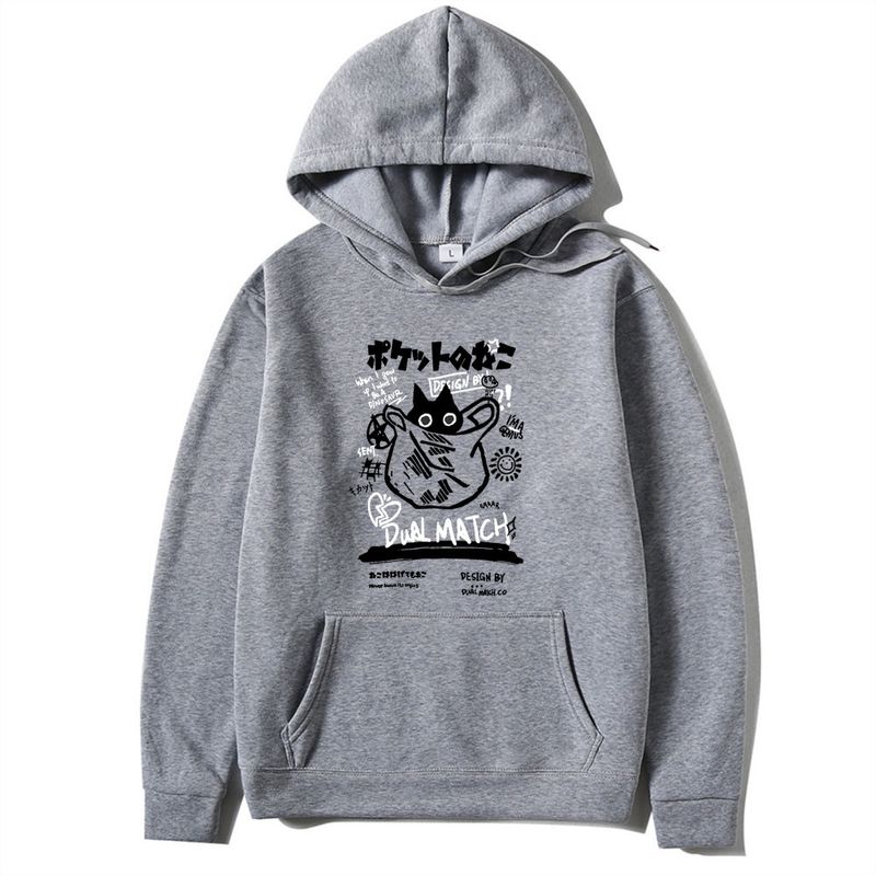 Trendy cartoon printed hoodie for men's autumn and winter street loose fitting couple casual sports hoodie_voghion.com