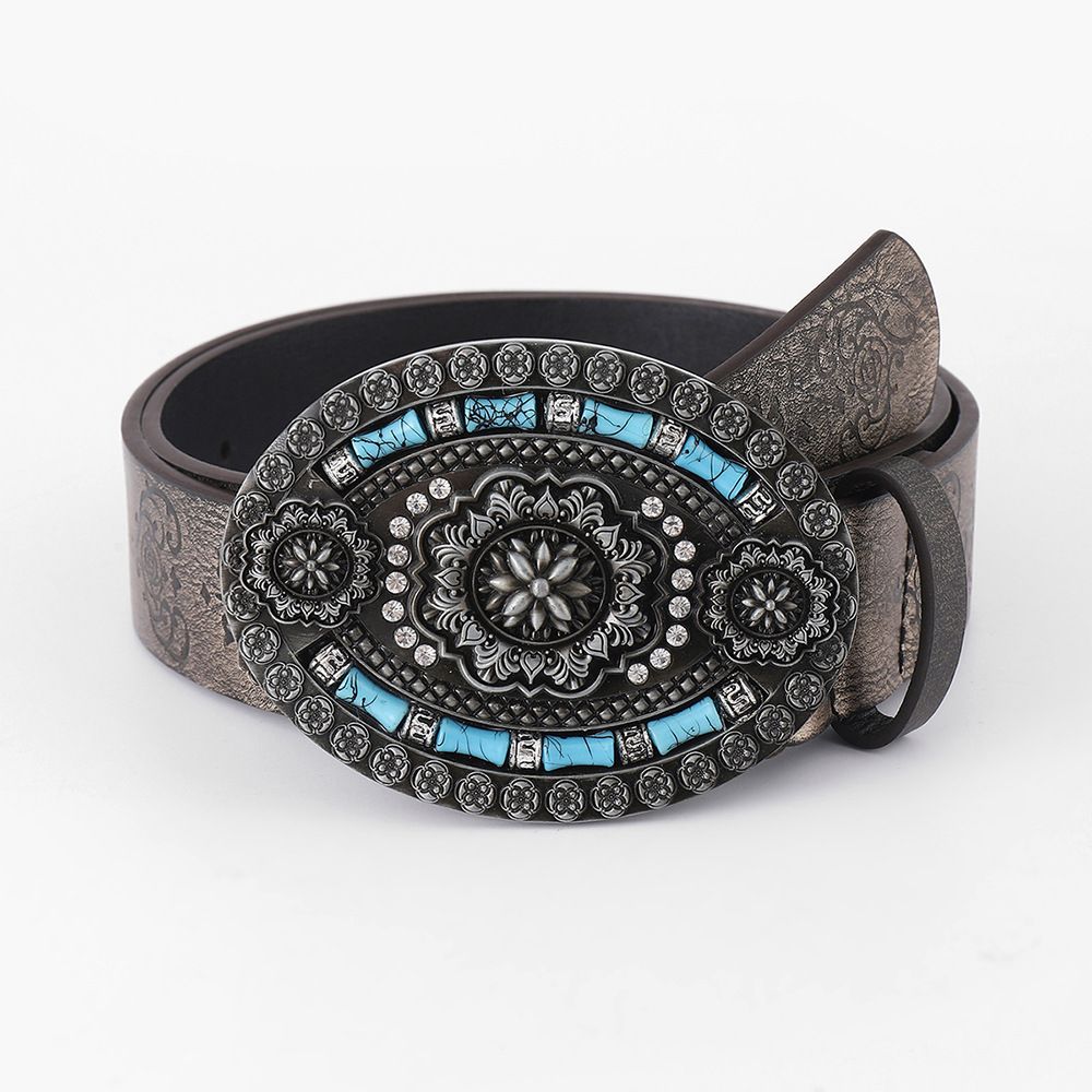 Ceinture pour femme, polyvalente, à la mode, simple et personnalisée avec ceinture bleue incrustée de diamants_voghion.com