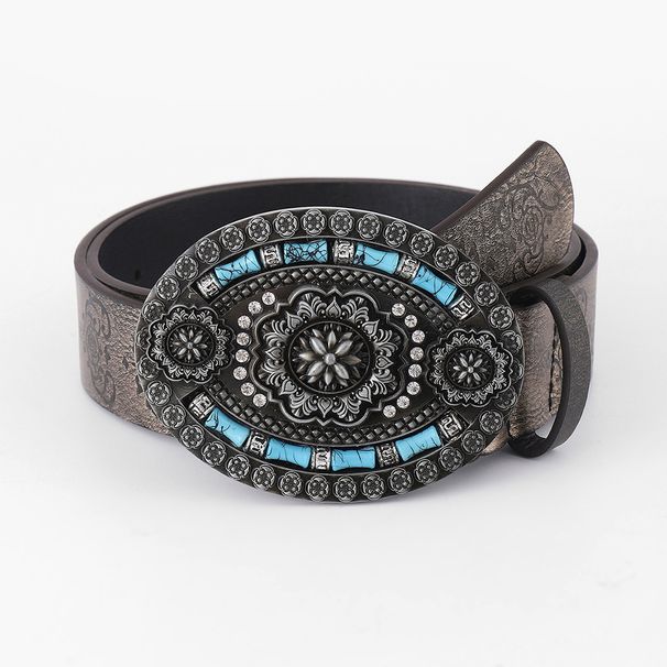 Ceinture pour femme, polyvalente, à la mode, simple et personnalisée avec ceinture bleue incrustée de diamants_voghion.com