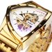 Premium Men's Luxury Automatic Mechanical Watch Stainless Steel Hollow Triangle Skeleton Dial Casual Men's Clock_voghion.com