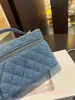 Damen Box Designer Top Griff Vanity Tote Bag Denim Kette Diagonal Schulter Make-up Caid Lippenstift Halter Mini_voghion.com